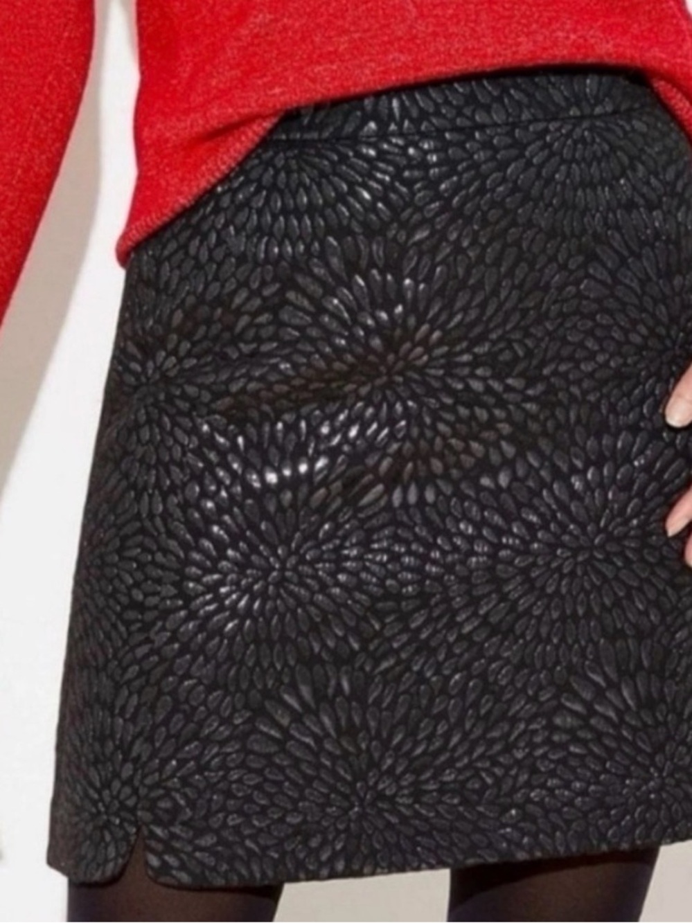 LOFT Black Floral-Embossed Mini Skirt